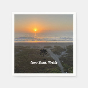 Custom Beach Palm Tree Nautical Sunset Napkins