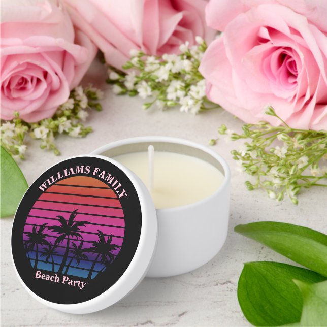 Custom Beach Party Tropical Sunset Palm Trees Mini Candle Favors (Insitu (Wedding))