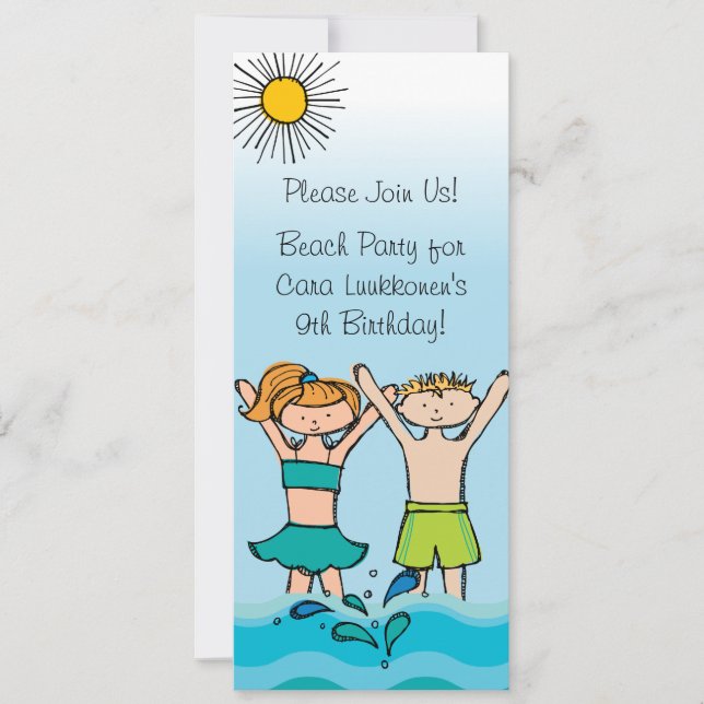 Custom Beach Pool Party Swim Birthday Invitations (Front)