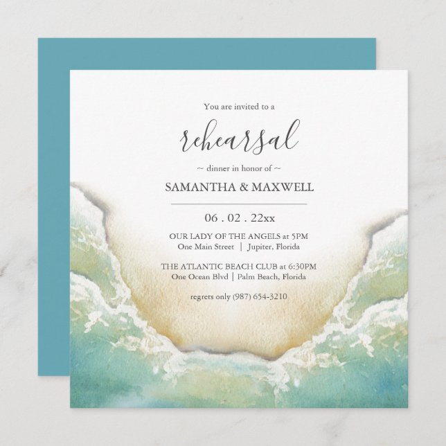 Custom Beach Rehearsal Dinner Invitations (Front/Back)