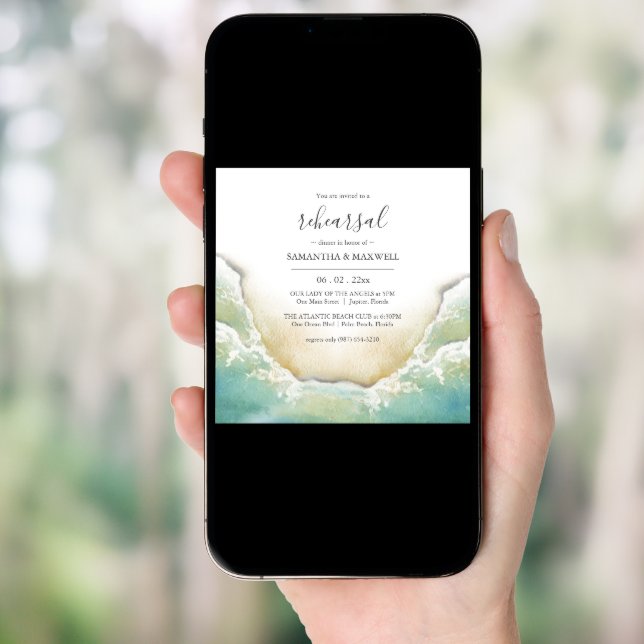 Custom Beach Rehearsal Dinner Invitations (Front Digital)