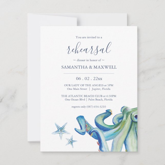 Custom Beach Rehearsal Dinner Invites (Front)