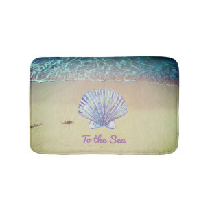 Custom Beach Sand & Seashell Bathroom Mat