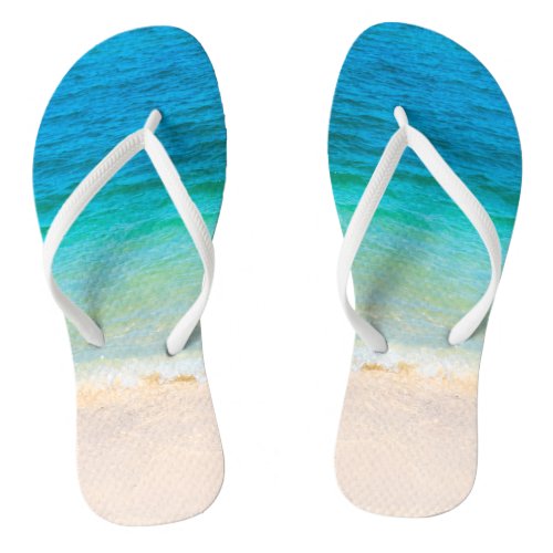 Custom Beach Sea Waves Seaside Sand Template Flip Flops