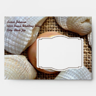 Custom Beach Seashells on Burlap Print Envelopes