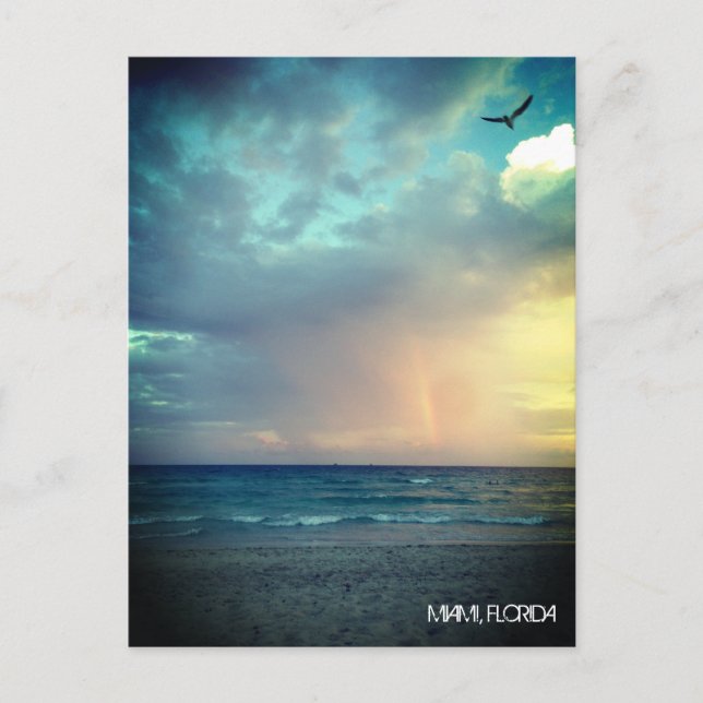 Custom Beach Sunset MIAMI BEACH Florida Romantic Postcard (Front)