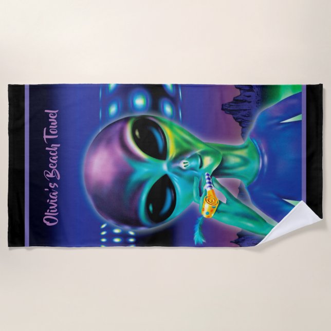 Custom Beach towel Alien party (Front)