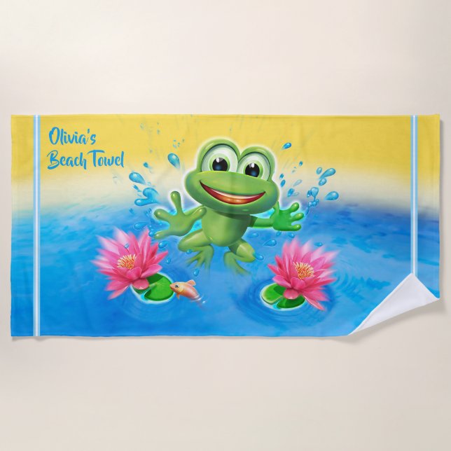 Custom Beach towel Leapfrog splash (Front)