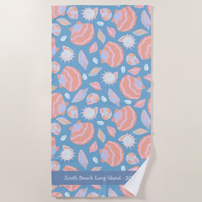 Custom Beach Towel – Seashell Summer Design (Front)