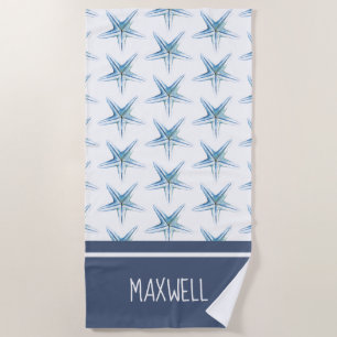 Custom Beach Towels Coastal Blue Starfish