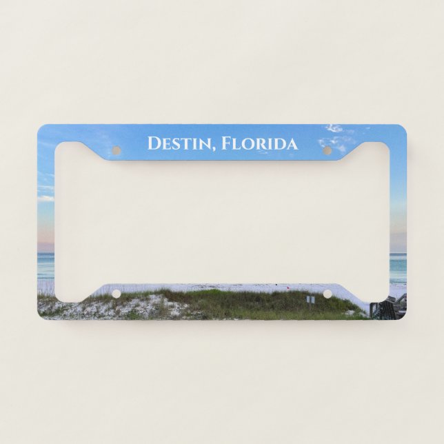 Custom Beach Town Beautiful Ocean Photo License Plate Frame (Front)