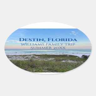 Custom Beach Trip Beautiful Ocean Photography Oval Sticker