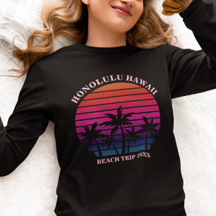 Custom Beach Trip Tropical Long Sleeve Women's Tri-Blend Shirt