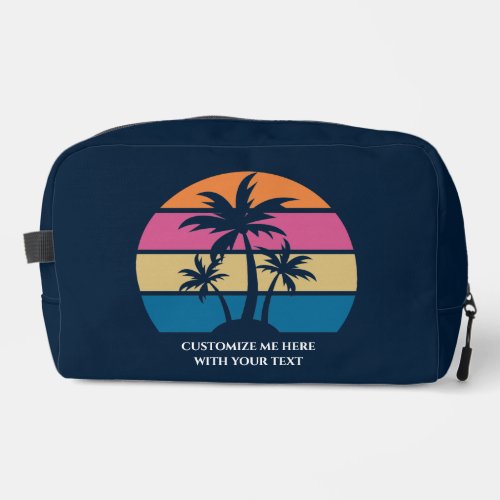 Custom Beach Vacation Cute Tropical Palm Tree Blue Dopp Kit