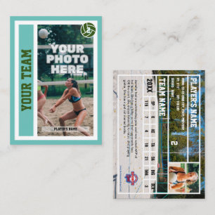 Custom Beach Volleyball Trading Card (Light Teal)