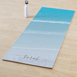 Custom beach waves sea ocean nature yoga mat