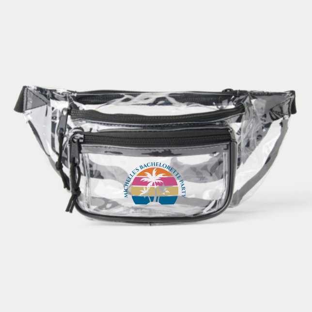 Custom Beach Wedding Coastal Bachelorette Party Clear Fanny Pack (Front)