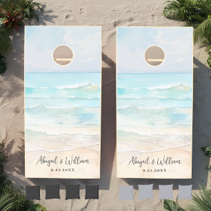 Custom Beach Wedding Cornhole Set