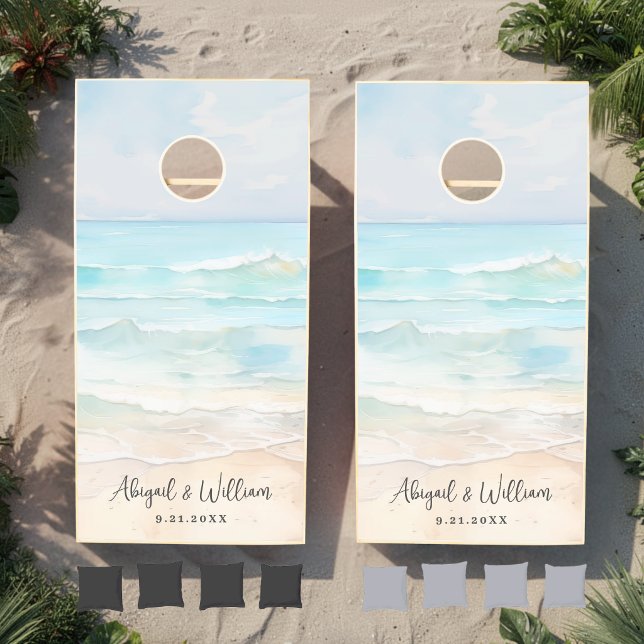 Custom Beach Wedding Cornhole Set (Custom Beach Wedding Cornhole Set )
