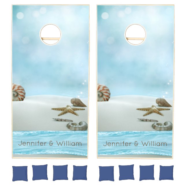 Custom Beach Wedding Cornhole Set (Set)