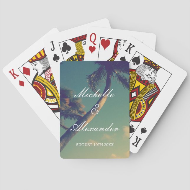 Custom beach wedding photo deck of playing cards (Back)