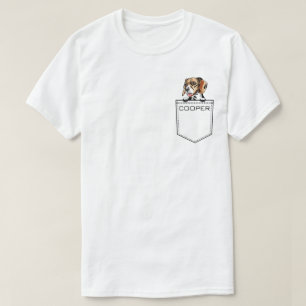 Custom Beagle Dog Upload Your Pet Name Pocket T-Shirt