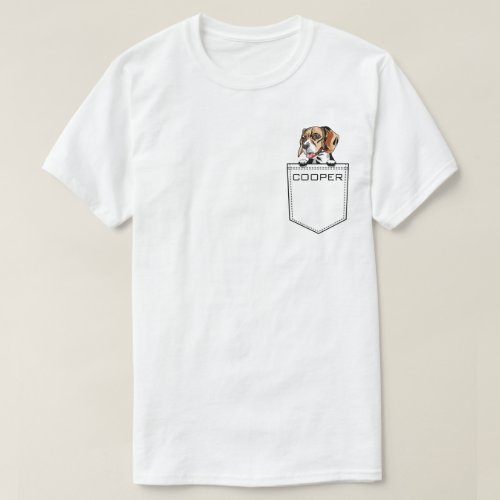 Custom Beagle Dog Upload Your Pet Name Pocket T_Shirt