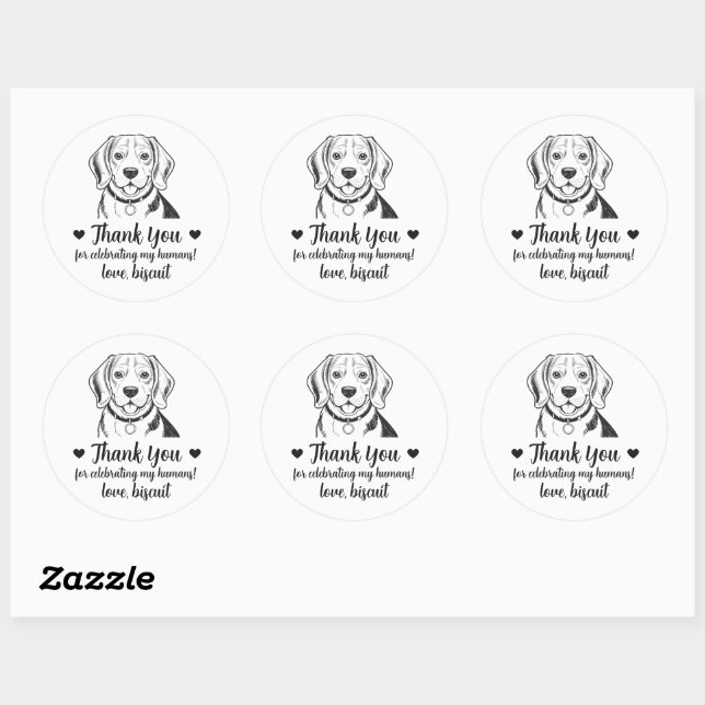 Custom Beagle Dog Wedding Favor Stickers (Sheet)