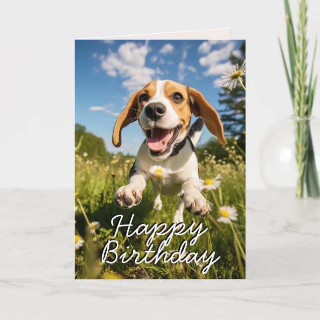 Custom Beagle Happy Birthday Card (Front)