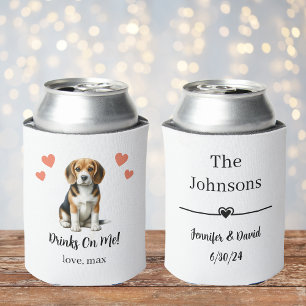 Custom Beagle Pet Wedding Can Cooler