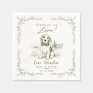 Custom Beagle rustic Wedding saga green Bow Tie Napkins