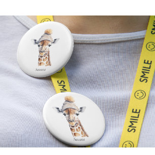 Custom Beanie Bunch Giraffe Winter Hat Button