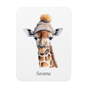 Custom Beanie Bunch Giraffe Winter Hat Magnet