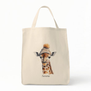 Custom Beanie Bunch Giraffe Winter Hat Tote Bag