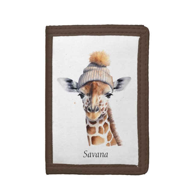 Custom Beanie Bunch Giraffe Winter Hat Wallet (Front Vertical)