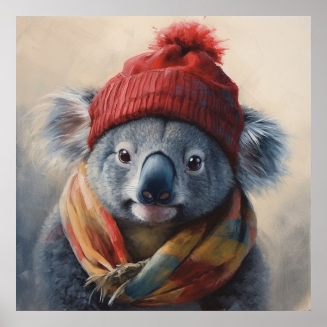 Custom Beanie Bunch Red Hat Koala Art Poster (Front)