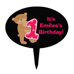 Custom Bear 1st Birthday Cake Topper