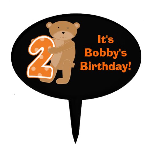 Custom Bear 2nd Birthday Cake Topper