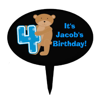 Custom Bear 4th Birthday Cake Topper