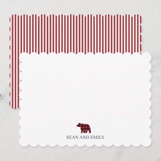 Custom Bear Mountain Christmas Stationary Thank You Card (Front/Back)