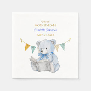 Custom Bear reading a book Baby Shower Napkins