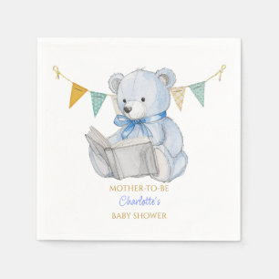 Custom Bear reading a book Baby Shower Napkins