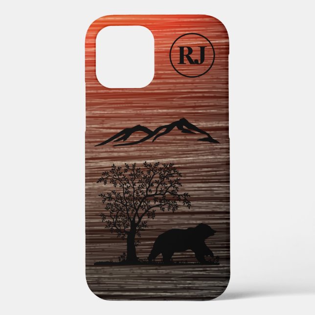 Custom Bear Silhouette Apple iPhone 12 Tough Case (Back)