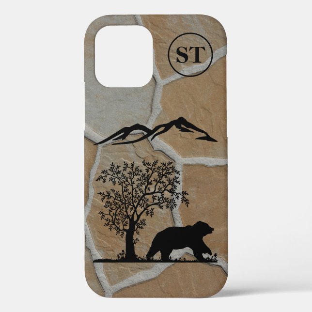 Custom Bear Silhouette Apple iPhone 12 Tough Case (Back)