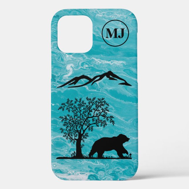 Custom Bear Silhouette Apple iPhone 12 Tough Case (Back)