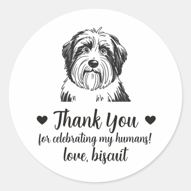 Custom Bearded Collie Dog Wedding Favor Stickers (Front)