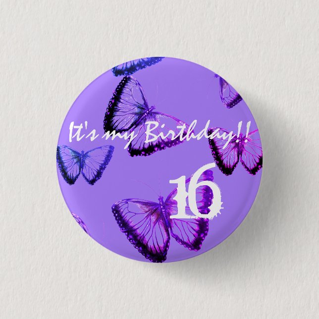 Custom Beautiful Butterfly It's my birthday 3 Cm R Button (Front)
