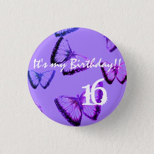 Custom Beautiful Butterfly Its my birthday 3 Cm R Button