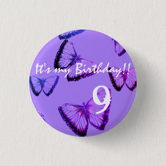 Custom Beautiful Butterfly It's my birthday 3 Cm R Button (Front)