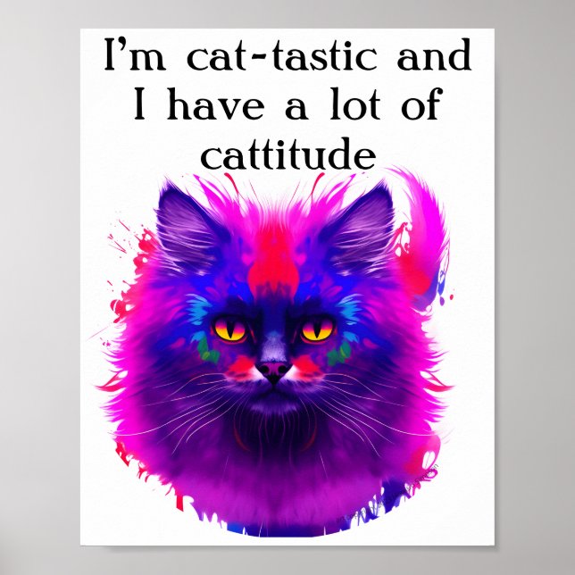 Custom Beautiful Colorful Painted Cat Art Poster (Front)